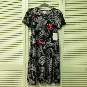 LuLaRoe Jessie Dress Black White Red Paisley Heart